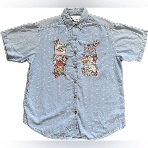 Casey & Max vintage 90’s embroidered button down shirt size M - Picture 1 of 6